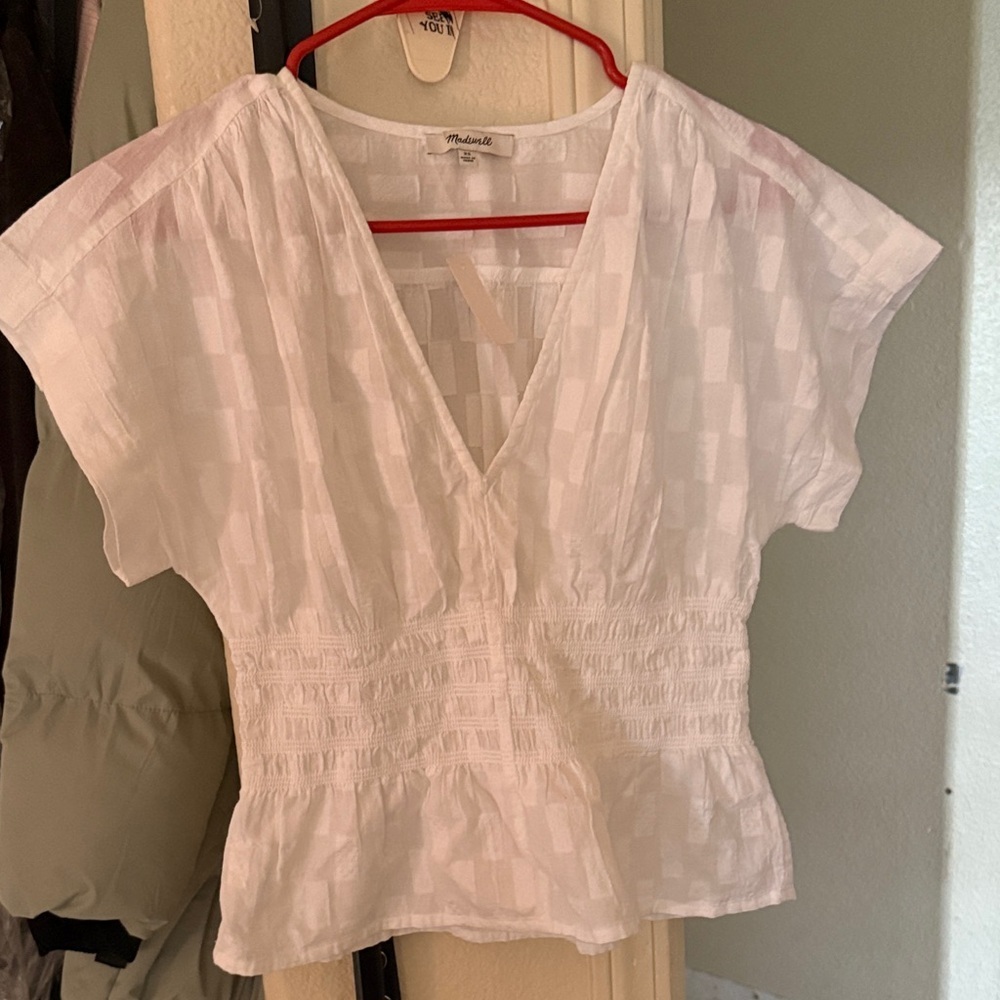 Madewell White Textured Women's Top